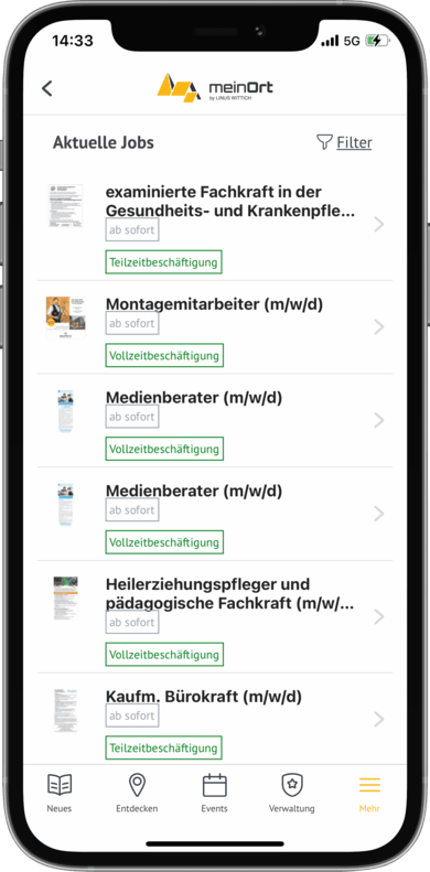 Jobsuchergebnisse aus Deinem Ort
