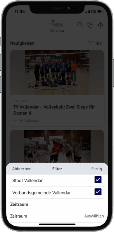 Lokale Nachrichten filtern