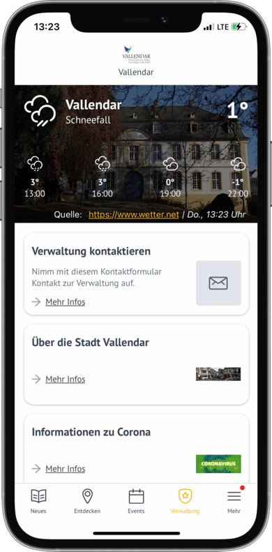 Verwaltung auf meinOrt-App